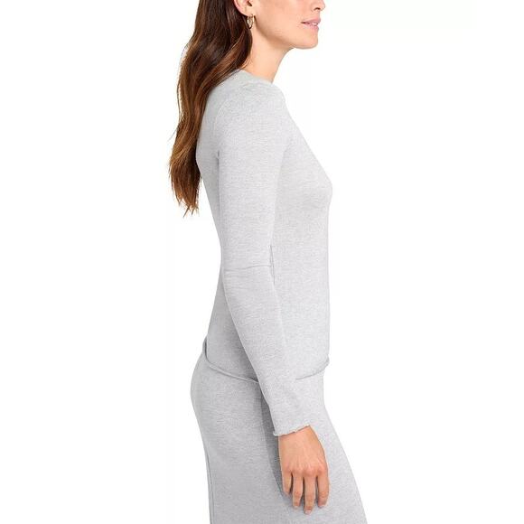 Splendid Women Silver Metallic Lurex Knit Maddox Layer Long Sleeve Tee Size S - Picture 4 of 6